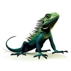 Obraz premium Emerald Iguana: Majestic Pose, Vibrant Scales, Wild Beauty!