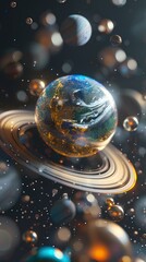 Digital technology Universe transparent stereo planet poster background