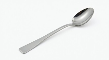 Polished Silver Spoon on White Surface