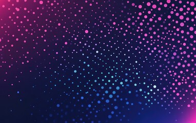 Obraz premium Abstract pink, blue, purple glowing dots on dark background.