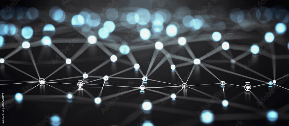Poster Glowing network connection background, seamless loop.