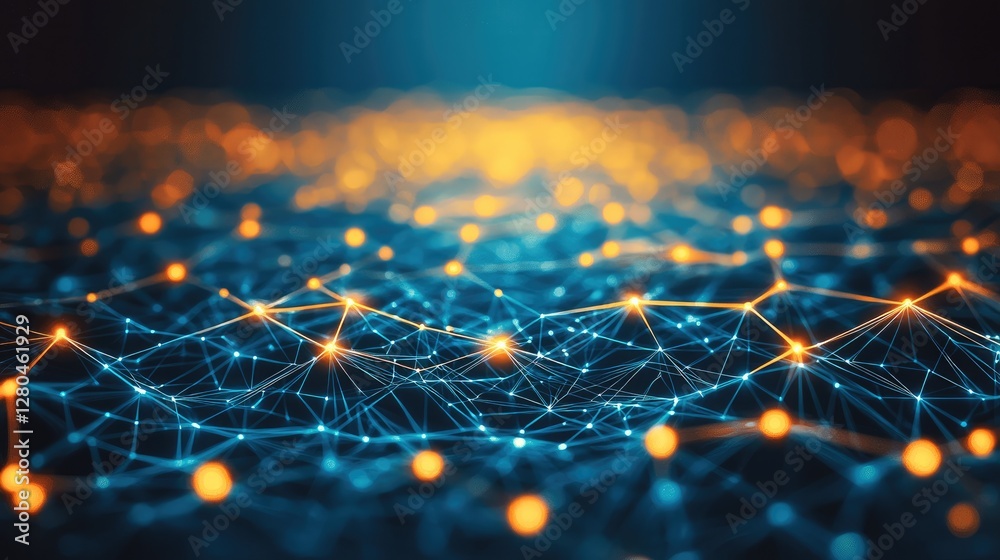 Poster Glowing network connection background, seamless loop.