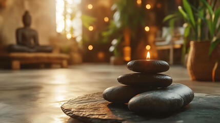 A person enjoying a hot stone massage in a calming environment
