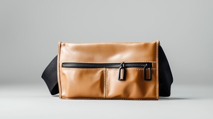 Tan leather satchel bag, studio shot, minimalist background, e-commerce product