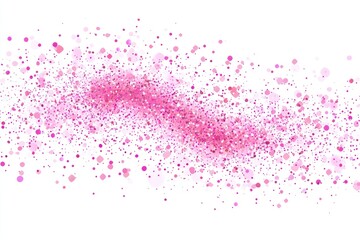 Abstract pink glitter swirl on white background.