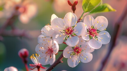 Cherry blossoms bloom beautifully in spring, attracting pollinators and creating a serene atmosphere