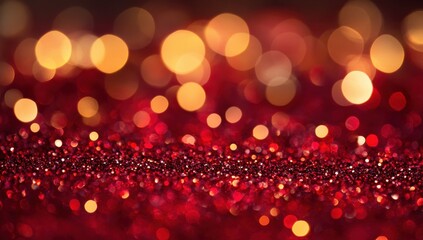 Sparkling Red Glitter Background with Bokeh Effects for Festive and Celebratory Themes, Perfect for Greetings and Event Promotions