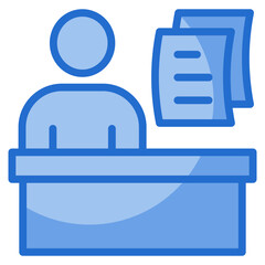 Desk With Paperwork Icon For Design Element