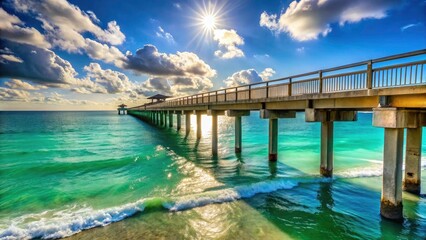 Obraz premium Sunny Isles Beach pier: stunning coastal photography, showcasing oceanfront architecture and Florida's beauty.