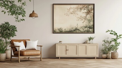 Frame painting and chair in modern minimalist living room