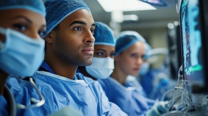 A team of engineers in hospital engineering tests medical equipment, working in a collaborative environment to ensure high-quality outcomes for patients.