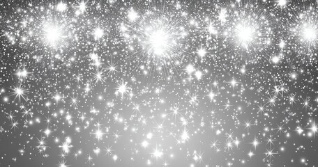 Fototapeta premium Sparkling Silver Glitter Background with Bright Stars and Twinkling Lights for Festive Celebrations and Elegant Design Projects