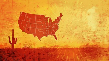 USA Map Silhouette in DesertInspired Colors Resilience and Frontier Concept Illustration