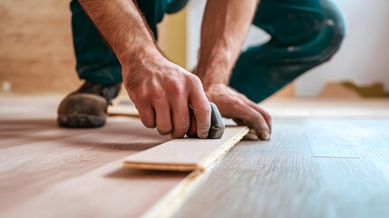 a man installing a underlay floor covering, Generative AI