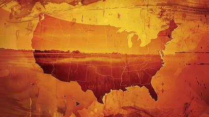 USA Map Silhouette in DesertInspired Colors Resilience and Frontier Concept Illustration