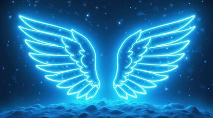 Glowing Neon Wings in Icy Blue