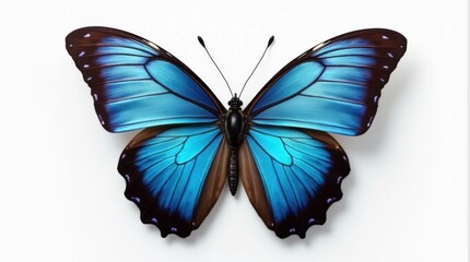 Obraz premium Blue Morpho Butterfly with Metallic Wings Close-up