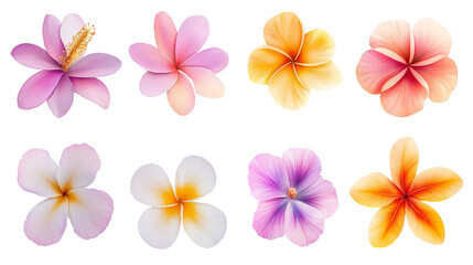 Obraz premium tropical flowers illustration isolated on transparent white background, clipping path
