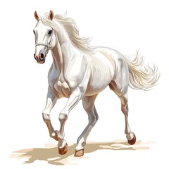 Obraz premium Majestic White Stallion in Full Gallop, Power and Grace