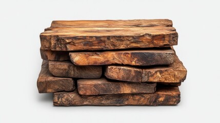 Professional image of a stack of wooden planks with a seamless white background, perfect for branding, packaging, and advertising
