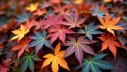 Vibrant Autumn Symphony: A Kaleidoscope of Colorful Maple Leaves