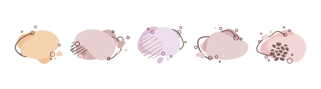 Simple irregular curved dynamic forms, modern smooth drops. Organic amoeba blob shape abstract colorful vector illustration