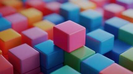 Obraz premium Colorful Toy Blocks Stacked in Abstract Pattern for Creative Play