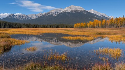 Autumn Mountain Lake Reflection Landscape