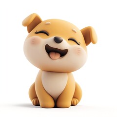 Naklejka premium Adorable 3D Render: A Joyful Puppy Smiles!