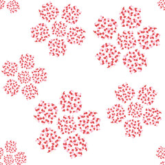 3色の梅の花がいっぱいのシームレスパターン