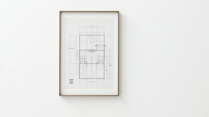 Minimalist Metal Frame with Blueprint Sketch