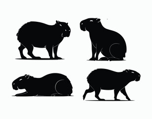 Capybara Silhouette Simple Design Vector Template