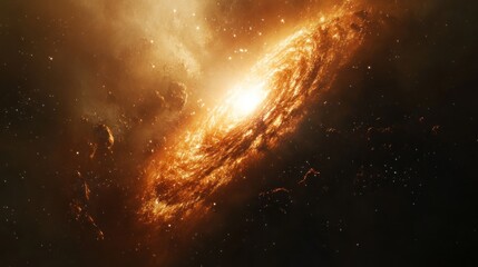 Cosmic Inferno: A Fiery Galaxy's Embrace