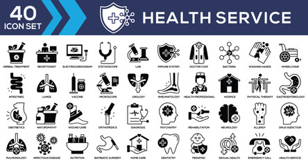 Fototapeta premium Health Service Black Glyph Icon Collection
