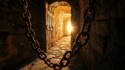 Chains of the Past, A Glimpse of Freedom in the Sunlit Corridor