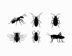Minimal Insects Silhouette Collection Vector Template