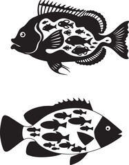 black and White fish vector premium 