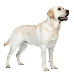 labrador White dog standing upright with mouth open playful expression canine friend pet animal cute happy outdoors