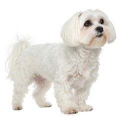 maltese Small white dog standing proudly on a pure white background a cute and adorable pet portrait for animal lovers