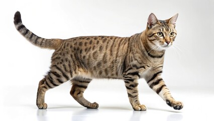 Obraz premium A cat is walking on a white background. Generative Ai. 