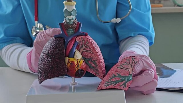 Demonstration of a detailed anatomical model of human lungs 