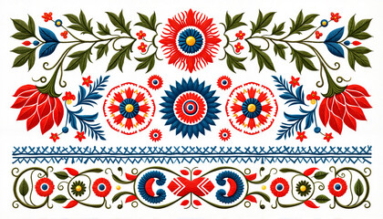 Intricate floral motifs in traditional Hungarian folk art design, craftsmanship