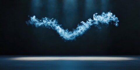 mysterious smoke art, blue-tinged smoke dances in a dimly lit studio, imbued with an air of mystery and grace