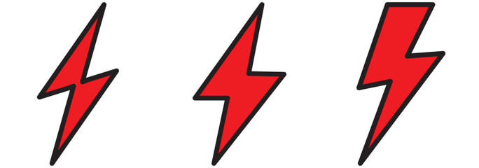 Electric sign. Flash logo. Lightning shape vector set. Electricity icon. Flash icons isolated.