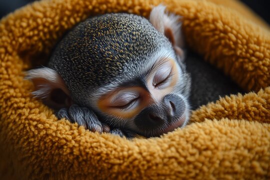 Sleepy Baby Monkey in Blanket
