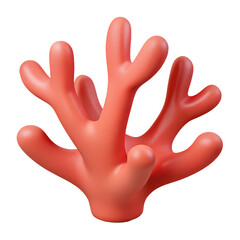 Obraz premium Coral, coral reef. Ocean plants, underwater species, sea ocean flora and fauna. 3d isolated icon. Cartoon minimal style.