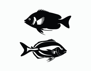Creative Saltwater Fish Silhouette Collection Vector Template