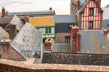Densely-Packed Medieval Rooftops of Mont Saint-Michel