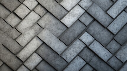 Obraz premium Textured Gray Wall with Interwoven Design of Concrete Blocks
