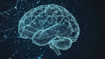 Futuristic 3D Brain Illustration with Neural Connections and Glow